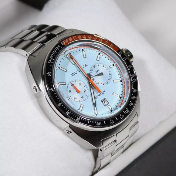 Bulova Men\'s Racer Watch Steel Blue